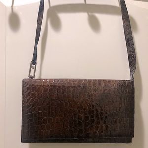 Brown BCBG Max Azria Patent Leather alligator print shoulder purse
